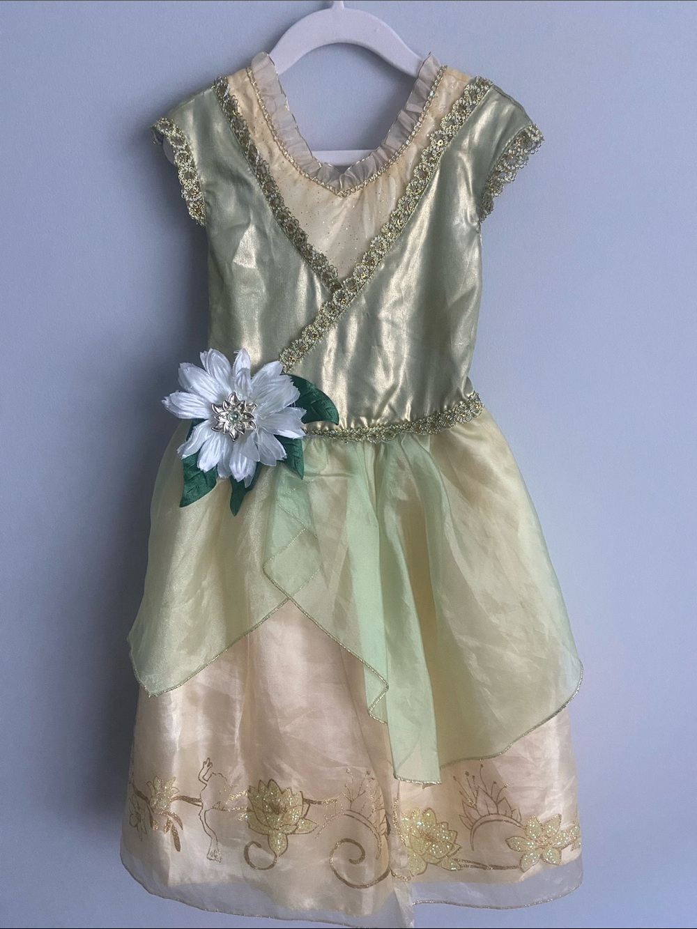 Disney Store Princess Tiana dress size 4 Princess and the frog green gold